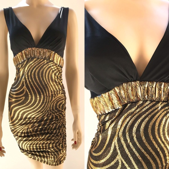 black and gold club dress